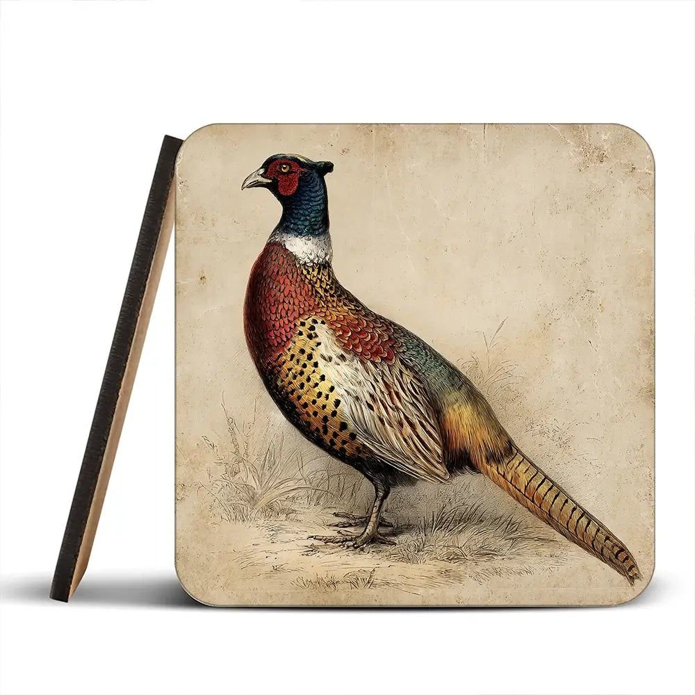 Vintage Pheasant Coaster Set Vintage Pheasant Coaster Set wall art product Petals Print Design - Independent