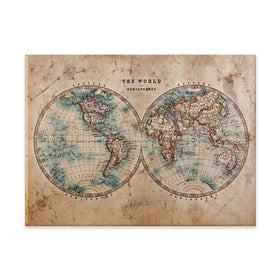 Vintage World Hemisphere Map In Colour Canvas Print Vintage World Hemisphere Map In Colour Canvas Print wall art product RTimages / Shutterstock