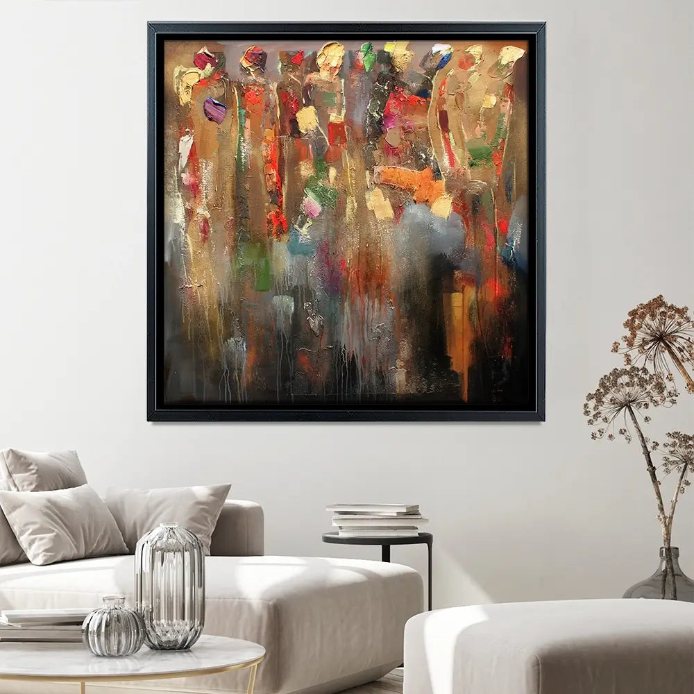 Warm Connected People Square Canvas Print Warm Connected People Square Canvas Print wall art product Studio Paint-Ing