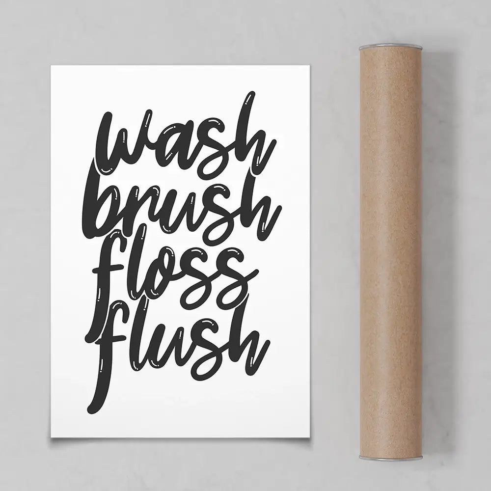 Wash Brush Floss Flush Art Print Wash Brush Floss Flush Art Print wall art product MihneaKK / Shutterstock