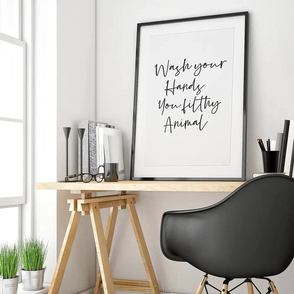 Wash Your Hands You Filthy Animal Framed Art Print Wash Your Hands You Filthy Animal Framed Art Print wall art product K Lyon