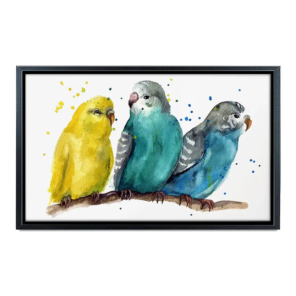 Watercolour Budgies Canvas Print Watercolour Budgies Canvas Print wall art product Tatyana Komtsyan / Shutterstock