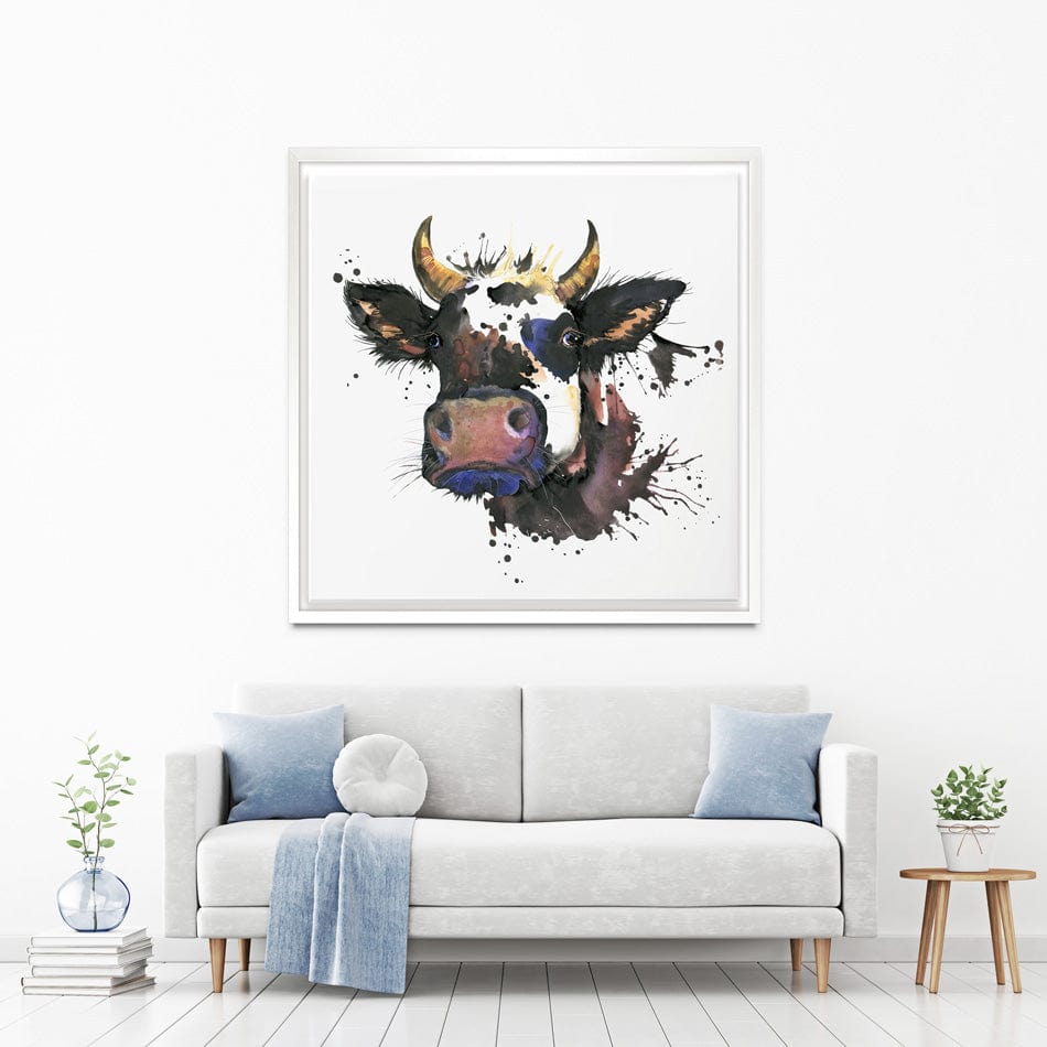 Watercolour Cow Square Canvas Print wall art product Faenkova Elena / Shutterstock
