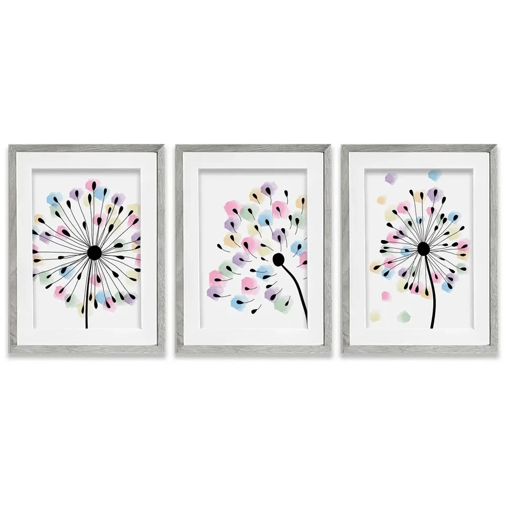 Watercolour Dandelion Seeds Framed Art Print Trio Watercolour Dandelion Seeds Framed Art Print Trio wall art product TWINS DESIGN STUDIO / Shutterstock