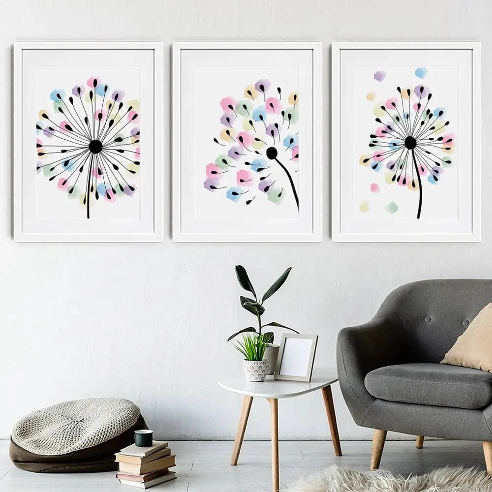 Watercolour Dandelion Seeds Framed Art Print Trio Watercolour Dandelion Seeds Framed Art Print Trio wall art product TWINS DESIGN STUDIO / Shutterstock