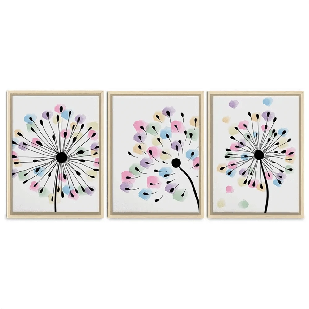 Watercolour Dandelion Seeds Trio Canvas Print Watercolour Dandelion Seeds Trio Canvas Print wall art product TWINS DESIGN STUDIO / Shutterstock