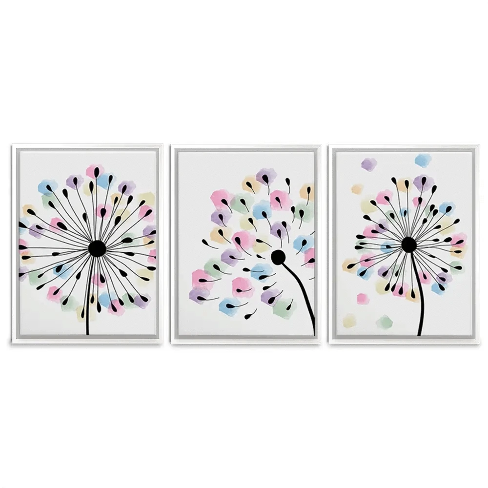Watercolour Dandelion Seeds Trio Canvas Print Watercolour Dandelion Seeds Trio Canvas Print wall art product TWINS DESIGN STUDIO / Shutterstock