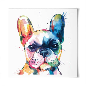 Watercolour Frenchie Square Art Print Watercolour Frenchie Square Art Print wall art product Art Print Shop