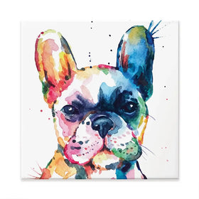 Watercolour Frenchie Square Canvas Print Watercolour Frenchie Square Canvas Print wall art product Art Print Shop