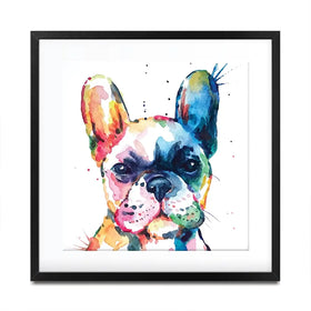 Watercolour Frenchie Square Framed Art Print Watercolour Frenchie Square Framed Art Print wall art product Art Print Shop