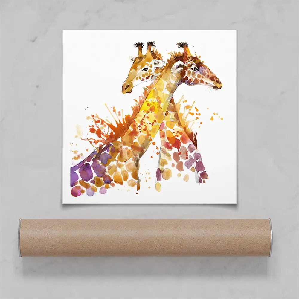 Watercolour Giraffes Square Art Print Watercolour Giraffes Square Art Print wall art product Faenkova Elena / Shutterstock