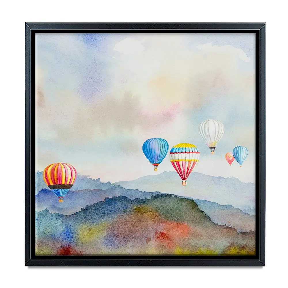 Watercolour Hot Air Balloons Square Canvas Print Watercolour Hot Air Balloons Square Canvas Print wall art product Painterstock / Shutterstock