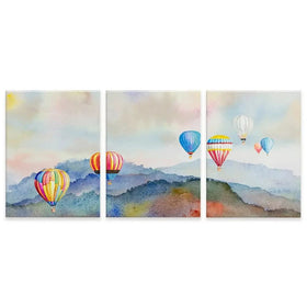 Watercolour Hot Air Balloons Trio Canvas Print Watercolour Hot Air Balloons Trio Canvas Print wall art product Painterstock / Shutterstock