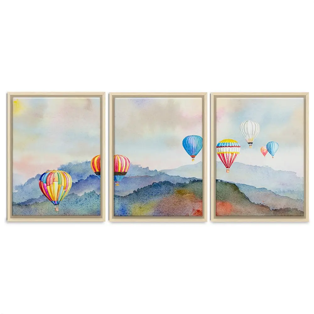 Watercolour Hot Air Balloons Trio Canvas Print Watercolour Hot Air Balloons Trio Canvas Print wall art product Painterstock / Shutterstock