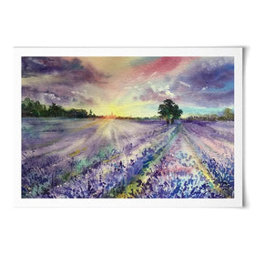 Watercolour Lavender Field Art Print Watercolour Lavender Field Art Print wall art product EL_Art / Shutterstock