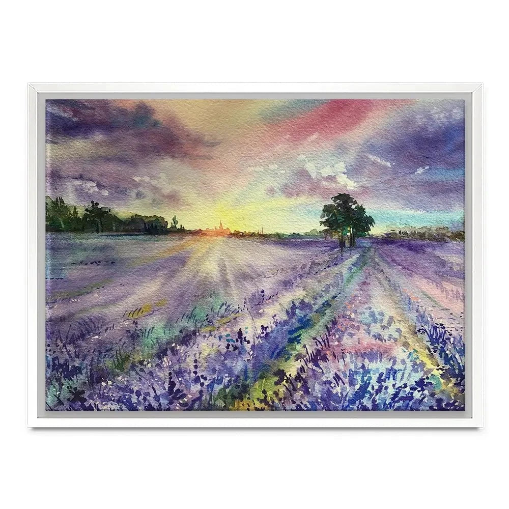 Watercolour Lavender Field Canvas Print Watercolour Lavender Field Canvas Print wall art product EL_Art / Shutterstock