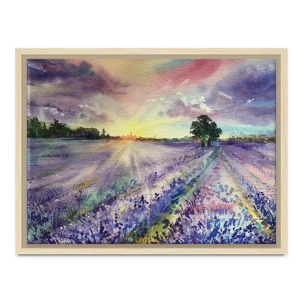 Watercolour Lavender Field Canvas Print Watercolour Lavender Field Canvas Print wall art product EL_Art / Shutterstock