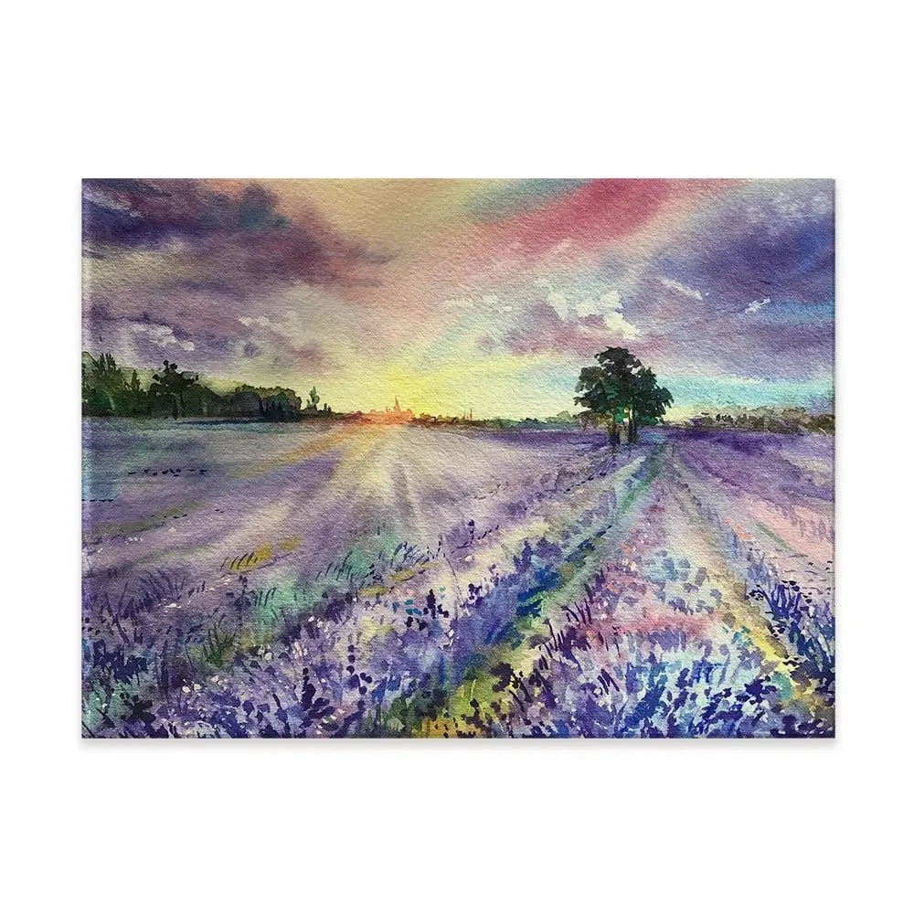 Watercolour Lavender Field Canvas Print Watercolour Lavender Field Canvas Print wall art product EL_Art / Shutterstock