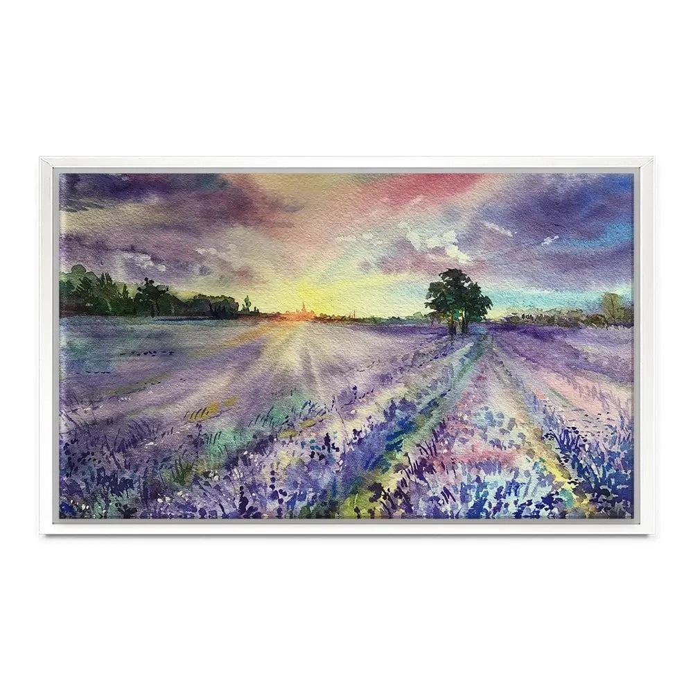 Watercolour Lavender Field Canvas Print Watercolour Lavender Field Canvas Print wall art product EL_Art / Shutterstock