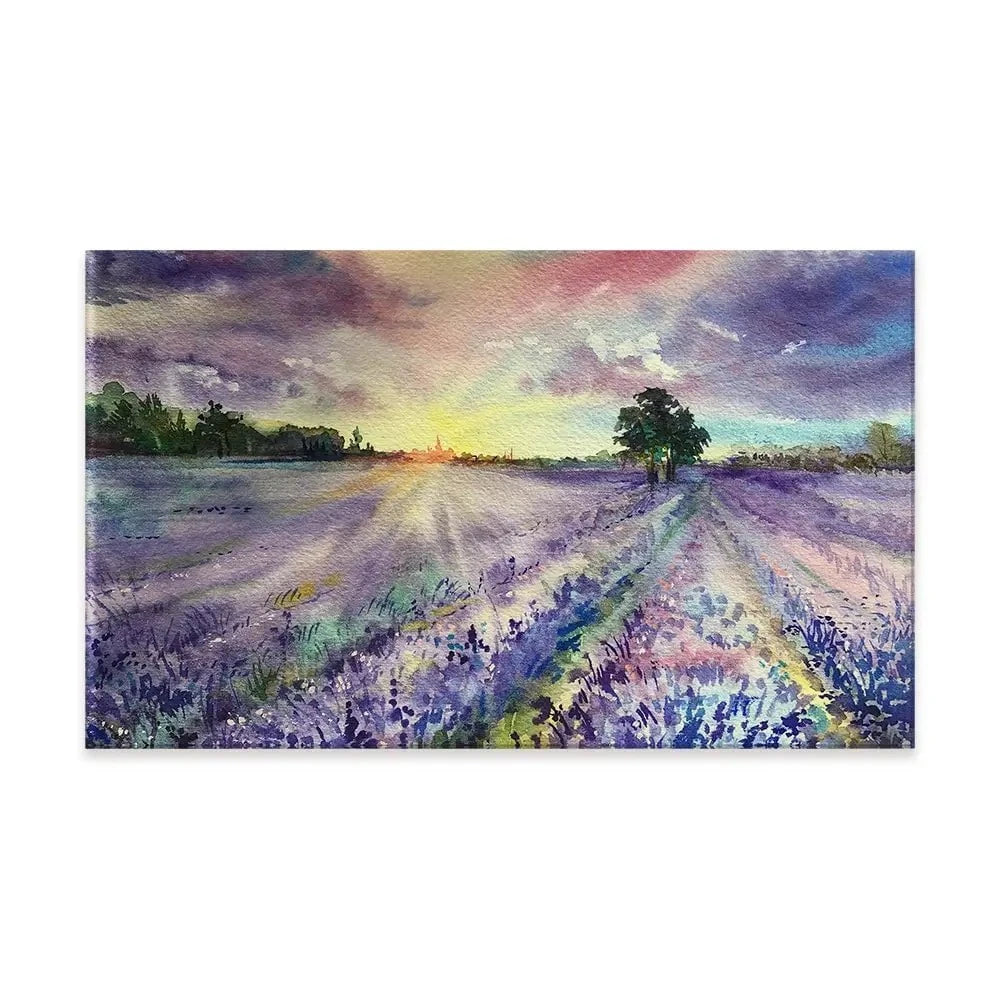 Watercolour Lavender Field Canvas Print Watercolour Lavender Field Canvas Print wall art product EL_Art / Shutterstock