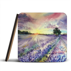 Watercolour Lavender Field Coaster Set Watercolour Lavender Field Coaster Set wall art product EL_Art / Shutterstock