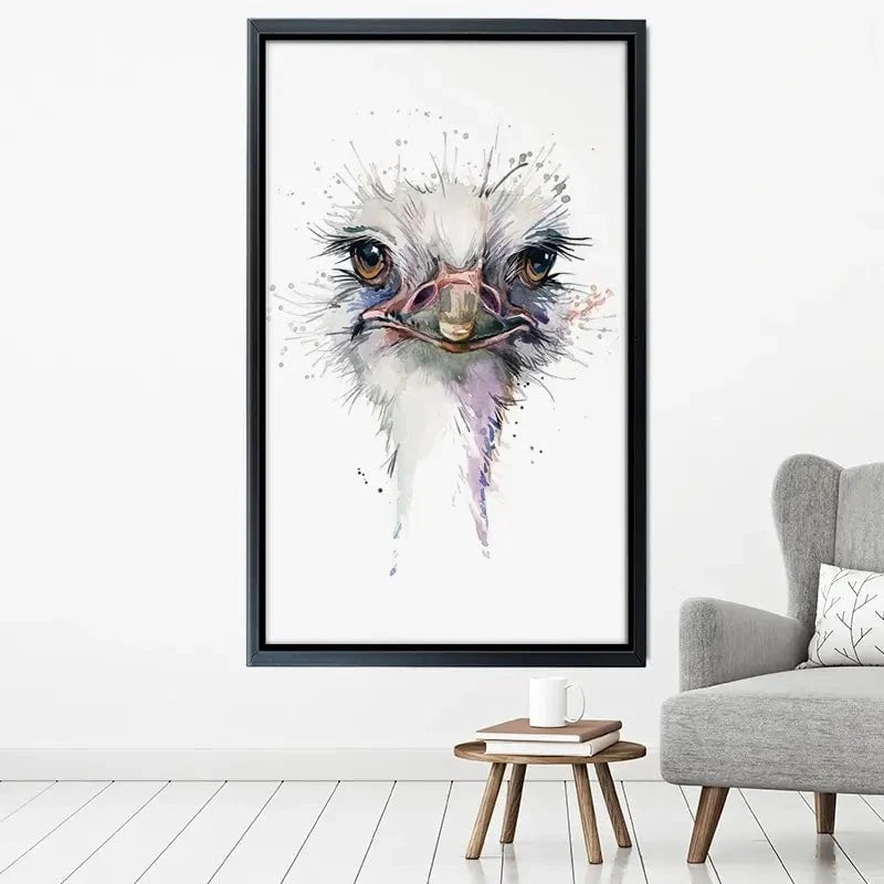 Watercolour Ostrich Canvas Print Watercolour Ostrich Canvas Print wall art product Faenkova Elena / Shutterstock