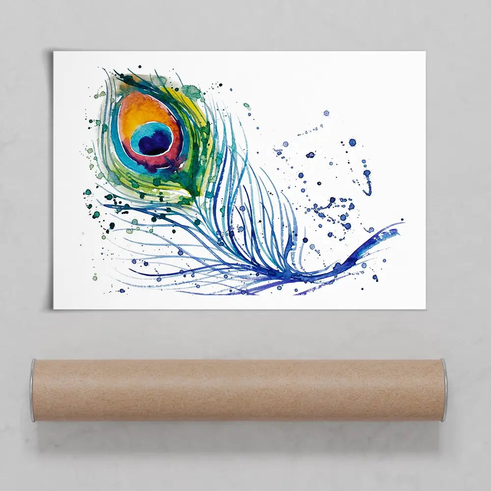 Watercolour Peacock Feather Art Print Watercolour Peacock Feather Art Print wall art product Barbarris / Shutterstock