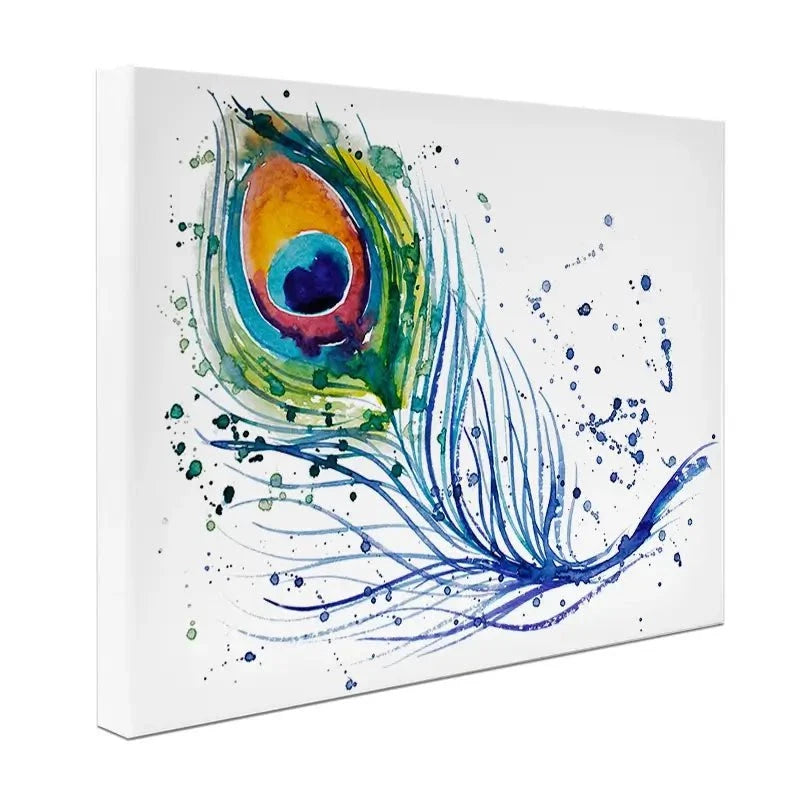Watercolour Peacock Feather Canvas Print Watercolour Peacock Feather Canvas Print wall art product Barbarris / Shutterstock