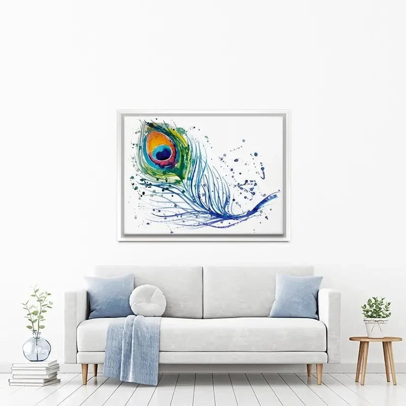 Watercolour Peacock Feather Canvas Print Watercolour Peacock Feather Canvas Print wall art product Barbarris / Shutterstock