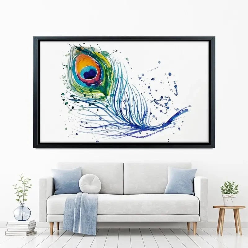 Watercolour Peacock Feather Canvas Print Watercolour Peacock Feather Canvas Print wall art product Barbarris / Shutterstock
