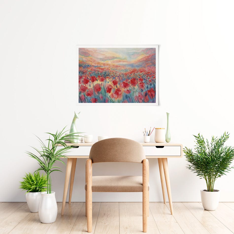 Watercolour Poppy Field Art Print wall art product Egle Lipeikaite / Shutterstock