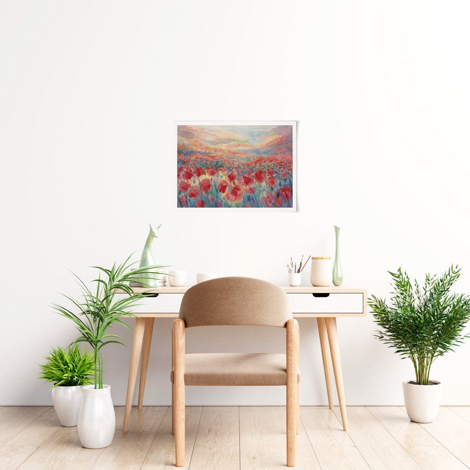 Watercolour Poppy Field Art Print wall art product Egle Lipeikaite / Shutterstock