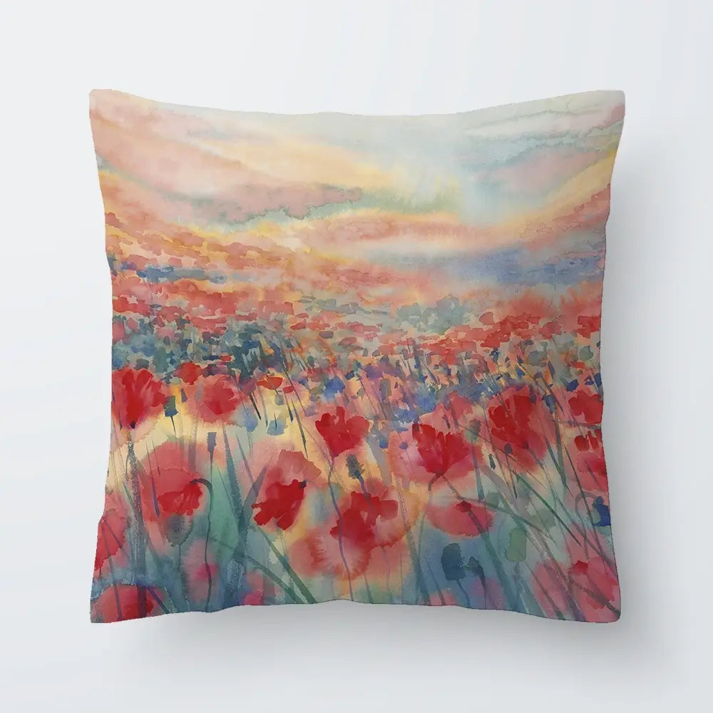 Watercolour Poppy Field Cushion Watercolour Poppy Field Cushion wall art product Egle Lipeikaite / Shutterstock
