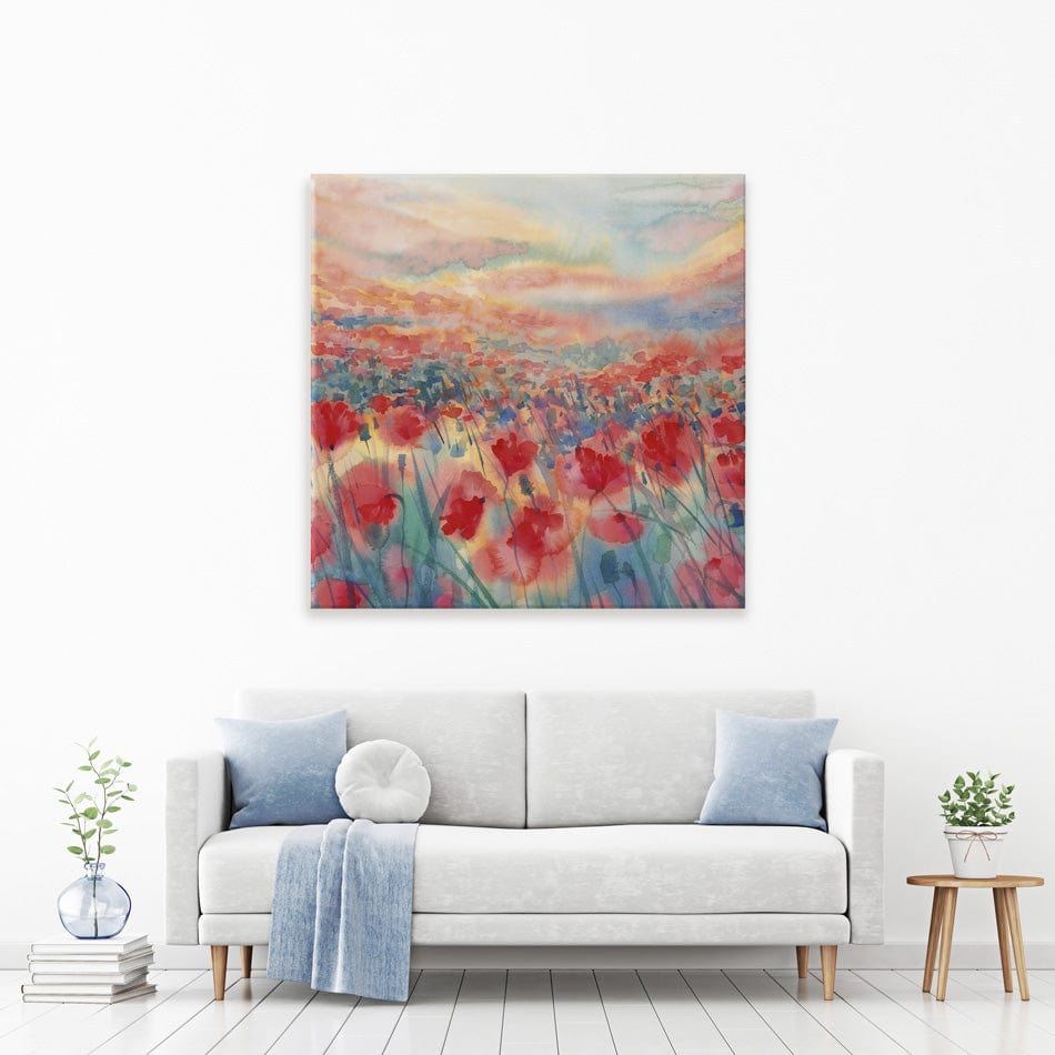 Watercolour Poppy Field Square Canvas Print wall art product Egle Lipeikaite / Shutterstock