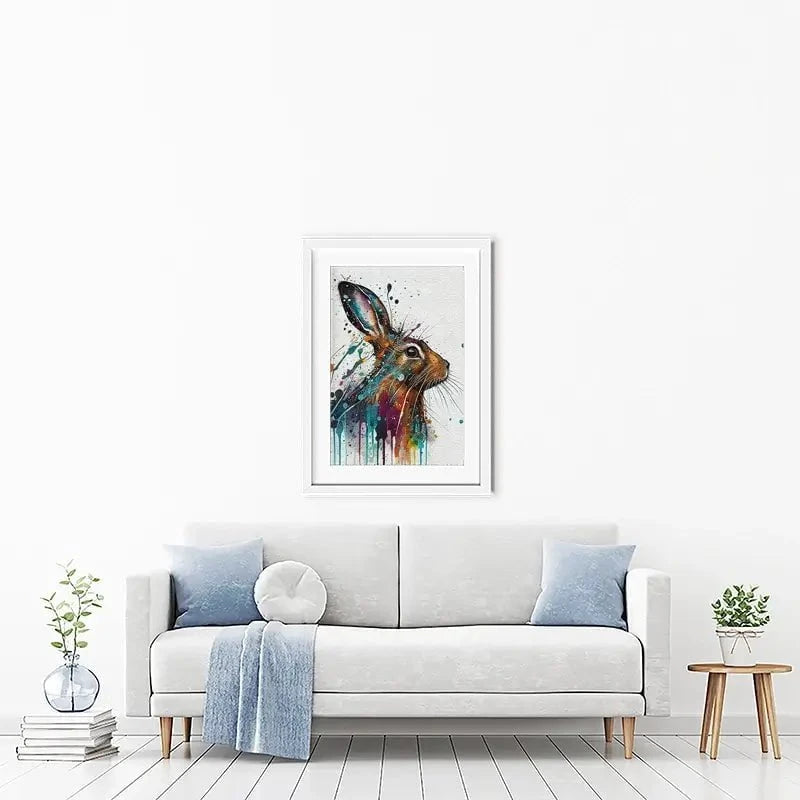 Watercolour Rabbit Framed Art Print Watercolour Rabbit Framed Art Print wall art product Lena Owens - Independent