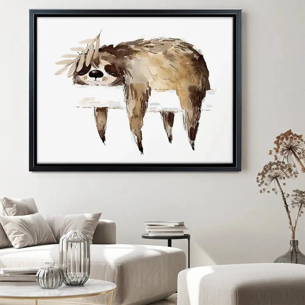 Watercolour Sloth Illustration Canvas Print Watercolour Sloth Illustration Canvas Print wall art product Natallia Bushuyeva / Shutterstock