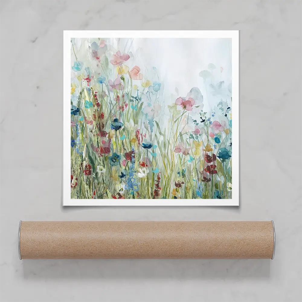 Watercolour Wildflower Meadow Square Art Print Watercolour Wildflower Meadow Square Art Print wall art product Carol Robinson