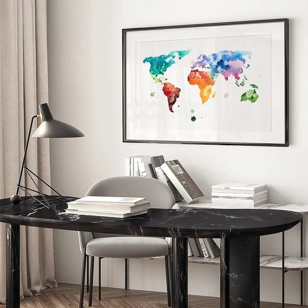 Watercolour World Map Framed Art Print Watercolour World Map Framed Art Print wall art product Undrey / Shutterstock