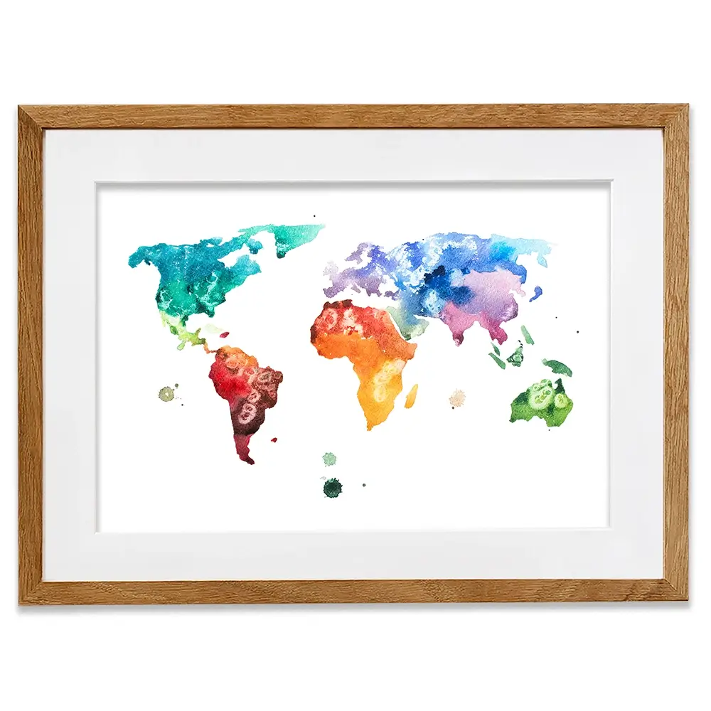 Watercolour World Map Framed Art Print Watercolour World Map Framed Art Print wall art product Undrey / Shutterstock