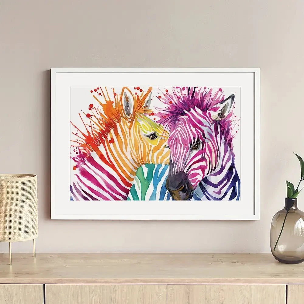 Watercolour Zebra Framed Art Print Watercolour Zebra Framed Art Print wall art product Faenkova Elena / Shutterstock