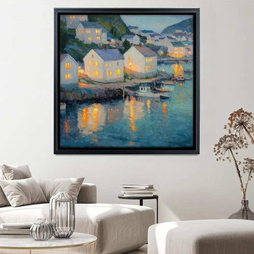 Waterside Evening Square Canvas Print Waterside Evening Square Canvas Print wall art product Tanya Ocean