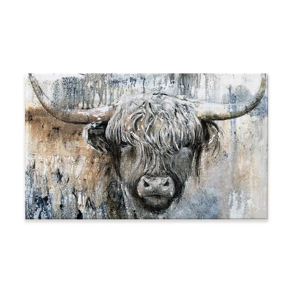 Weathered Highland Cow Canvas Print Weathered Highland Cow Canvas Print | Weathered Highland Cow Artwork wall art product Studio Paint-Ing