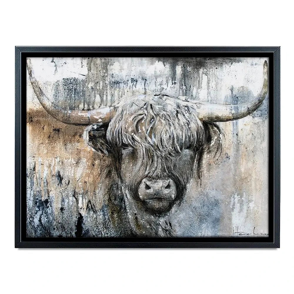 Weathered Highland Cow Canvas Print Weathered Highland Cow Canvas Print | Weathered Highland Cow Artwork wall art product Studio Paint-Ing
