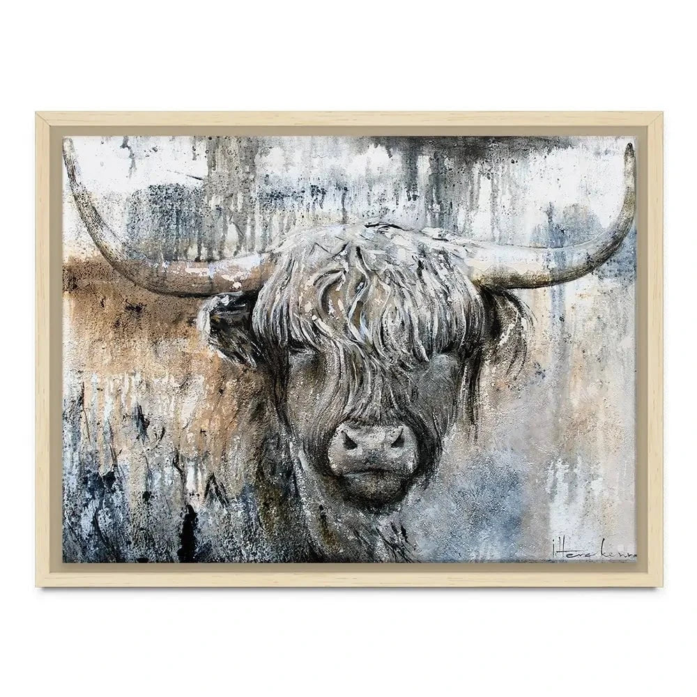 Weathered Highland Cow Canvas Print Weathered Highland Cow Canvas Print | Weathered Highland Cow Artwork wall art product Studio Paint-Ing