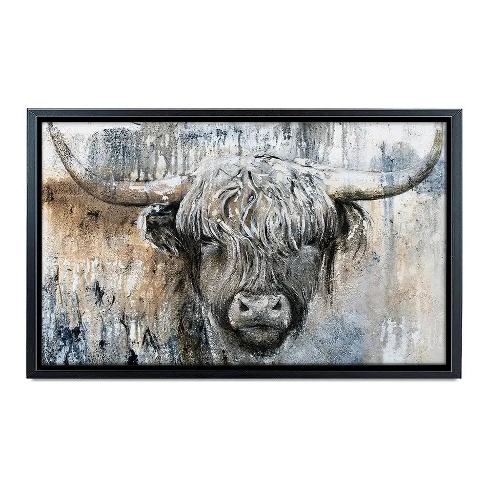 Weathered Highland Cow Canvas Print Weathered Highland Cow Canvas Print | Weathered Highland Cow Artwork wall art product Studio Paint-Ing