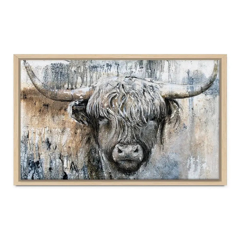 Weathered Highland Cow Canvas Print Weathered Highland Cow Canvas Print | Weathered Highland Cow Artwork wall art product Studio Paint-Ing