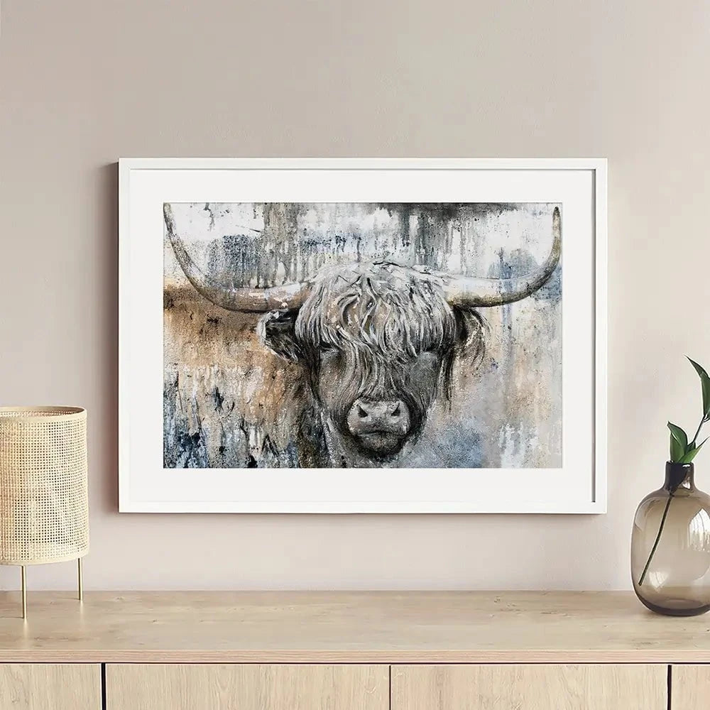 Weathered Highland Cow Framed Art Print Weathered Highland Cow Framed Art Print | Weathered Cow Artwork  wall art product Studio Paint-Ing