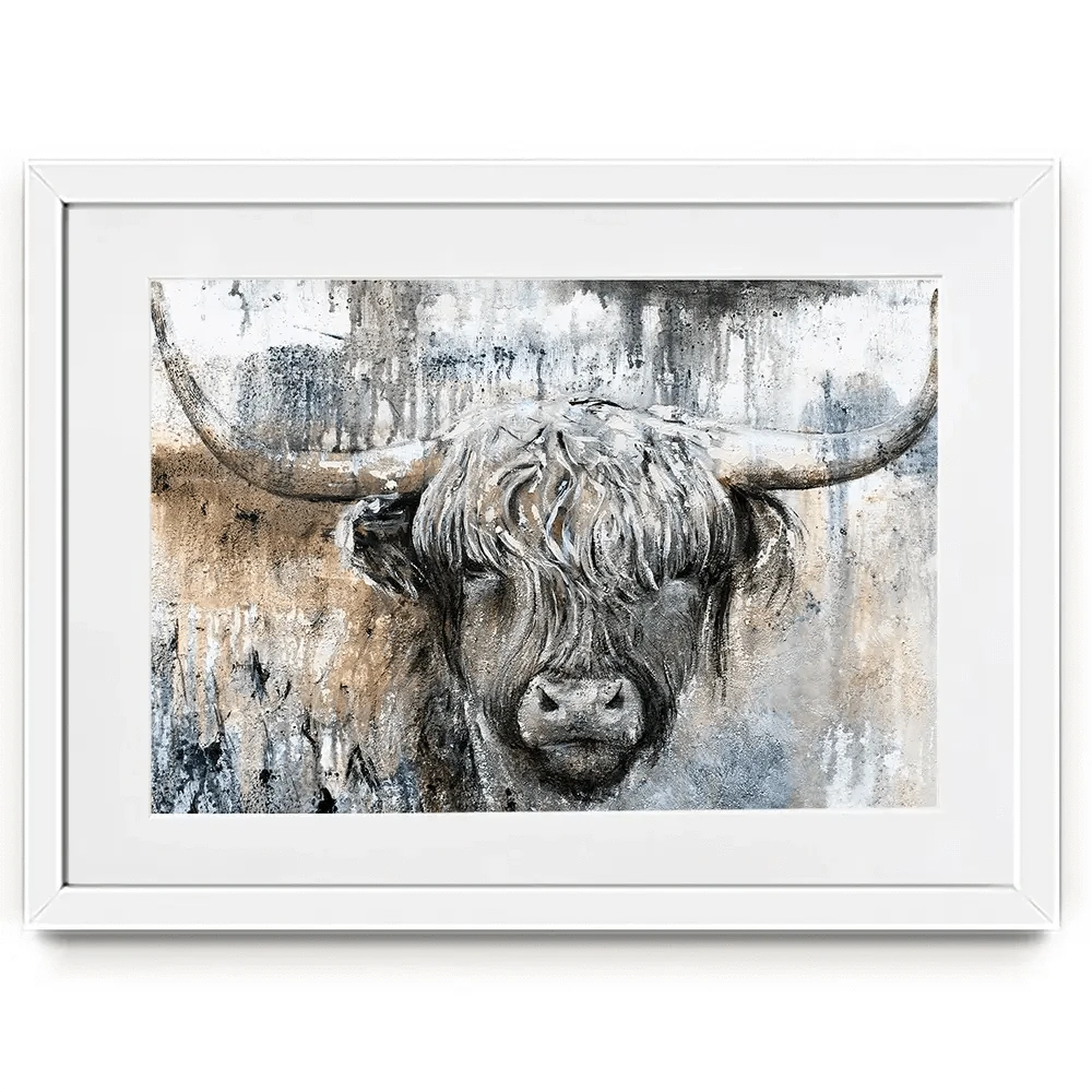 Weathered Highland Cow Framed Art Print Weathered Highland Cow Framed Art Print | Weathered Cow Artwork  wall art product Studio Paint-Ing