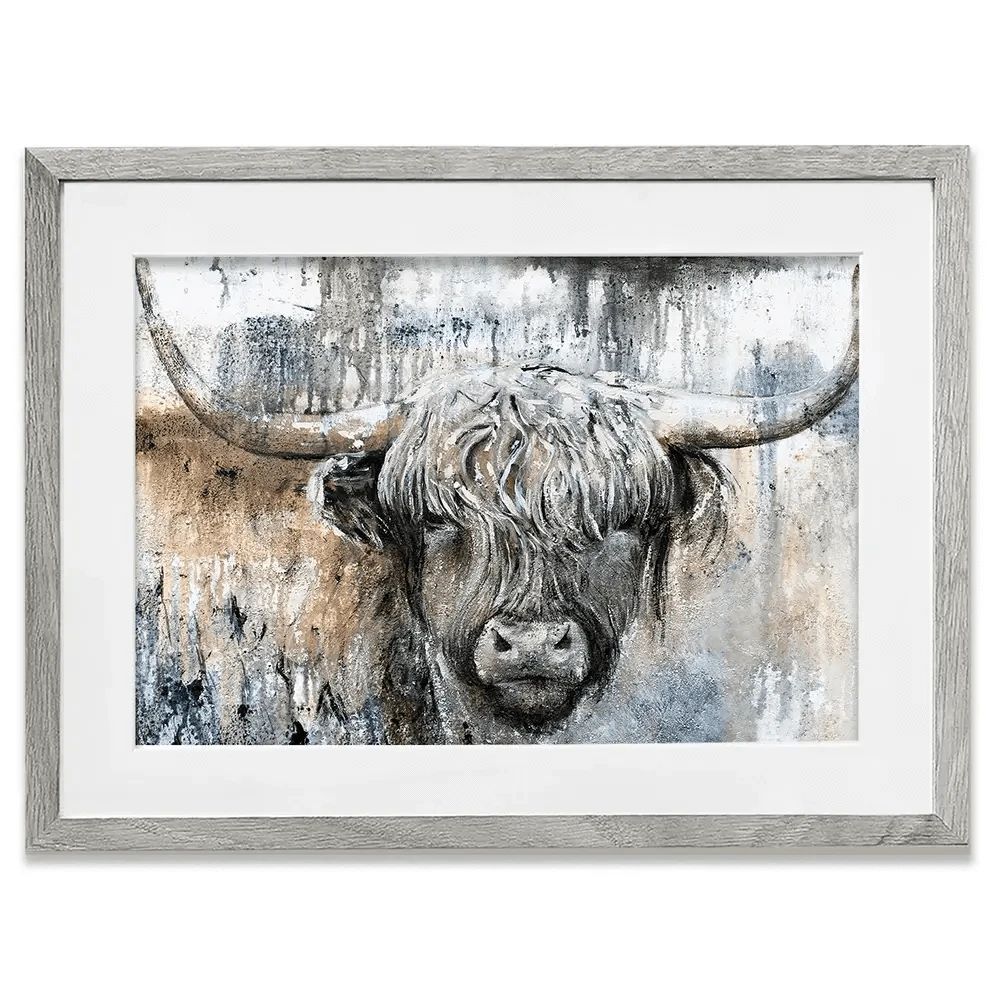 Weathered Highland Cow Framed Art Print Weathered Highland Cow Framed Art Print | Weathered Cow Artwork  wall art product Studio Paint-Ing