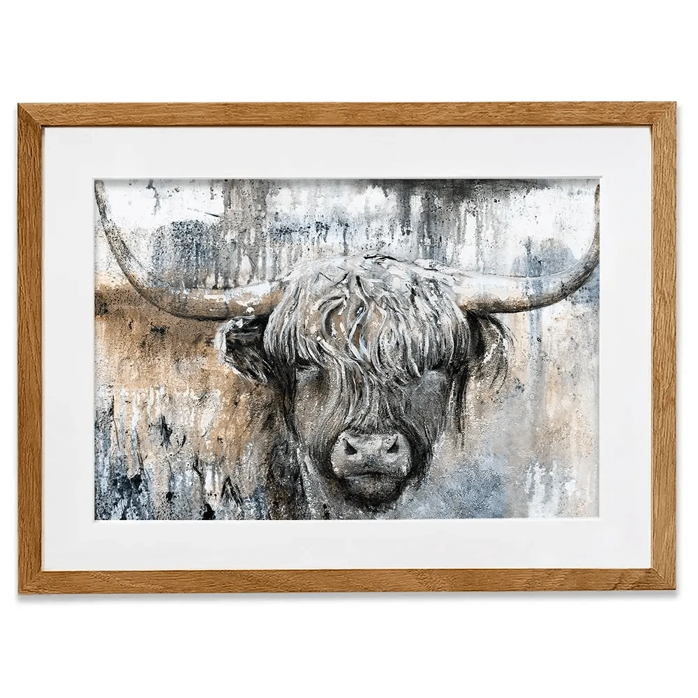 Weathered Highland Cow Framed Art Print Weathered Highland Cow Framed Art Print | Weathered Cow Artwork  wall art product Studio Paint-Ing